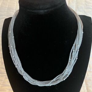 Italian sterling silver mesh multi (10) chain necklace 18.5